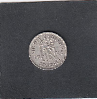 Beschrijving: 6 Pence  GEORGIUS VI  